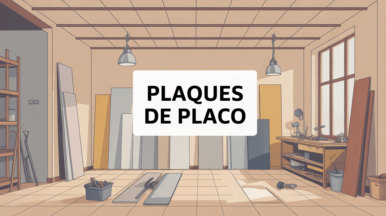 Vue stylisée de plaques de placo en travaux