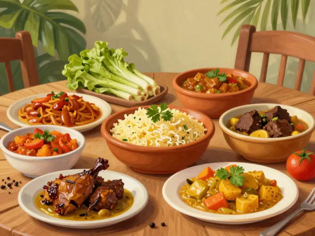 Assortiment plat typique martiniquais salé authentique