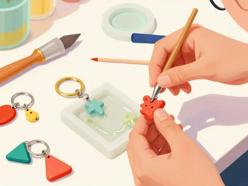 Porte clé facile à faire matériaux créatifs polymère résine