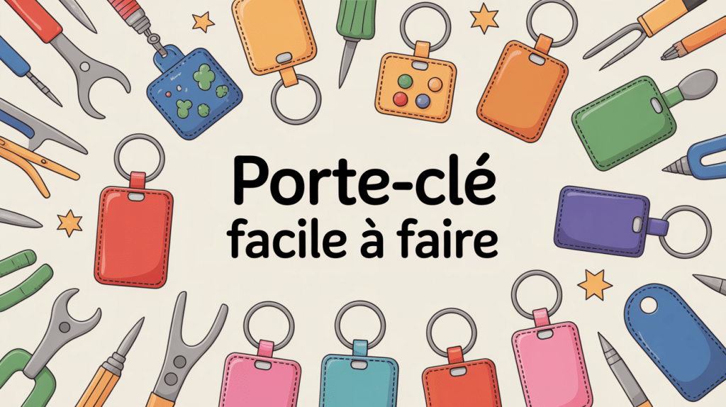 Porte clé facile à faire, idées et matériel illustrés