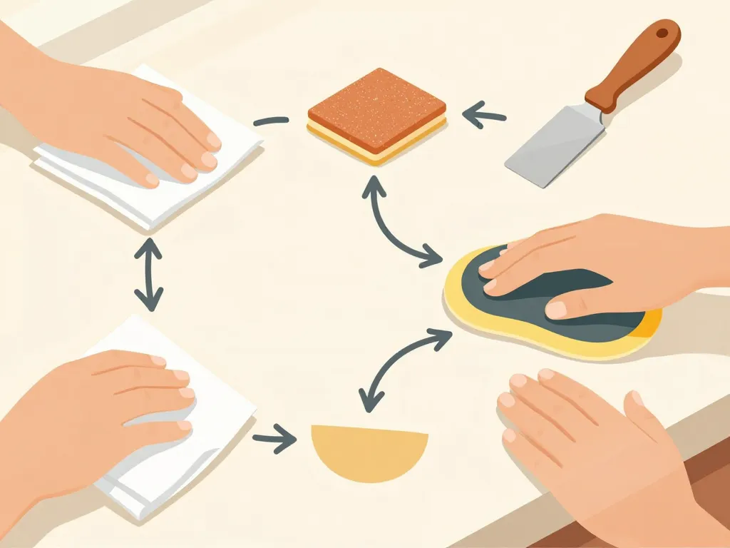 Etapes pose adhesif pour plan de travail propre