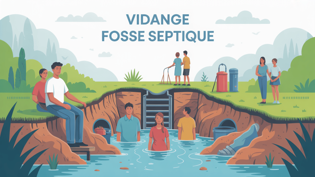 Quand vider fosse septique illustration vectorielle foyer assainissement