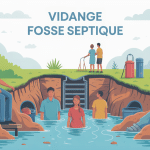 Quand vider fosse septique illustration vectorielle foyer assainissement