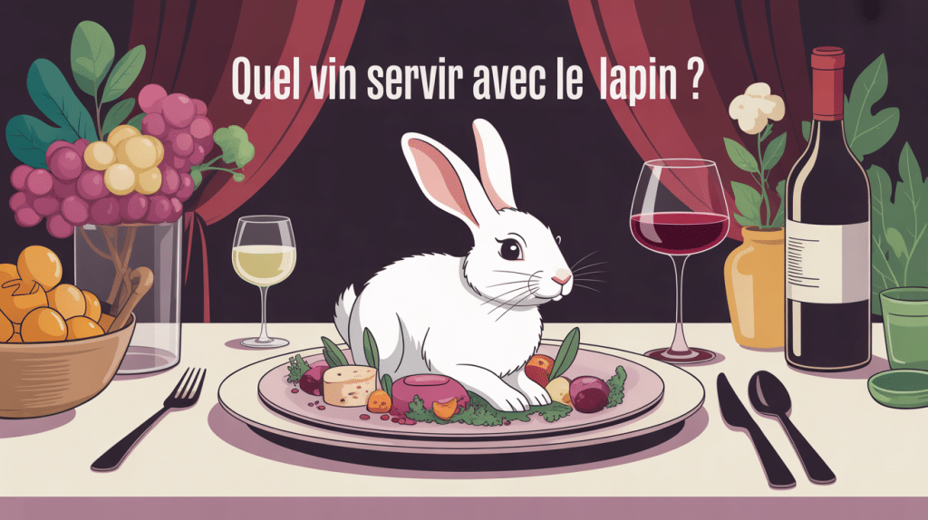 Illustration table lapin et vin pour quel vin avec le lapin