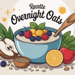 Bol de overnight oats entouré d’ingrédients pour recette overnight oats