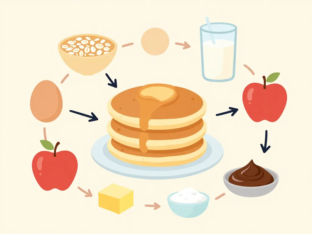 Diagramme ingrédients recette pancake flocon d'avoine peu calorique sources calories
