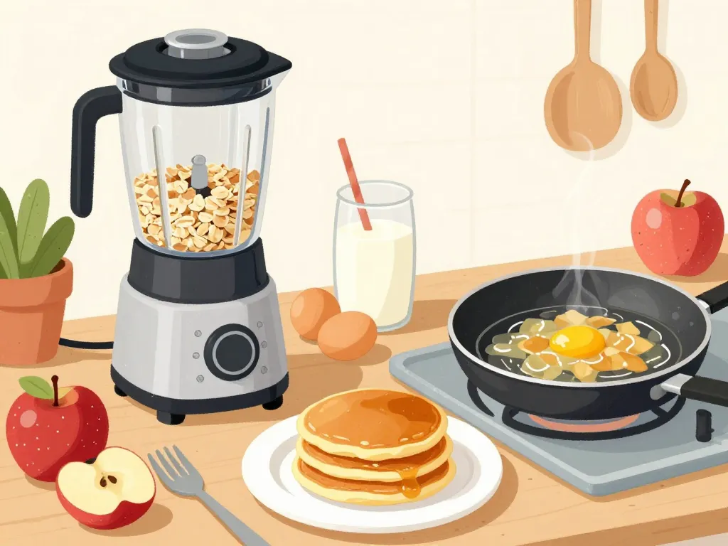 Préparation recette pancake flocon d'avoine peu calorique en cuisine