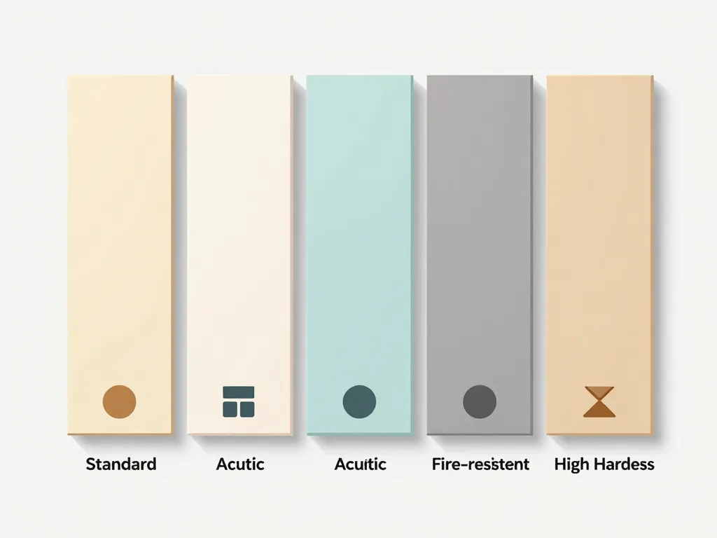 Diagramme des principaux types de plaques de placo