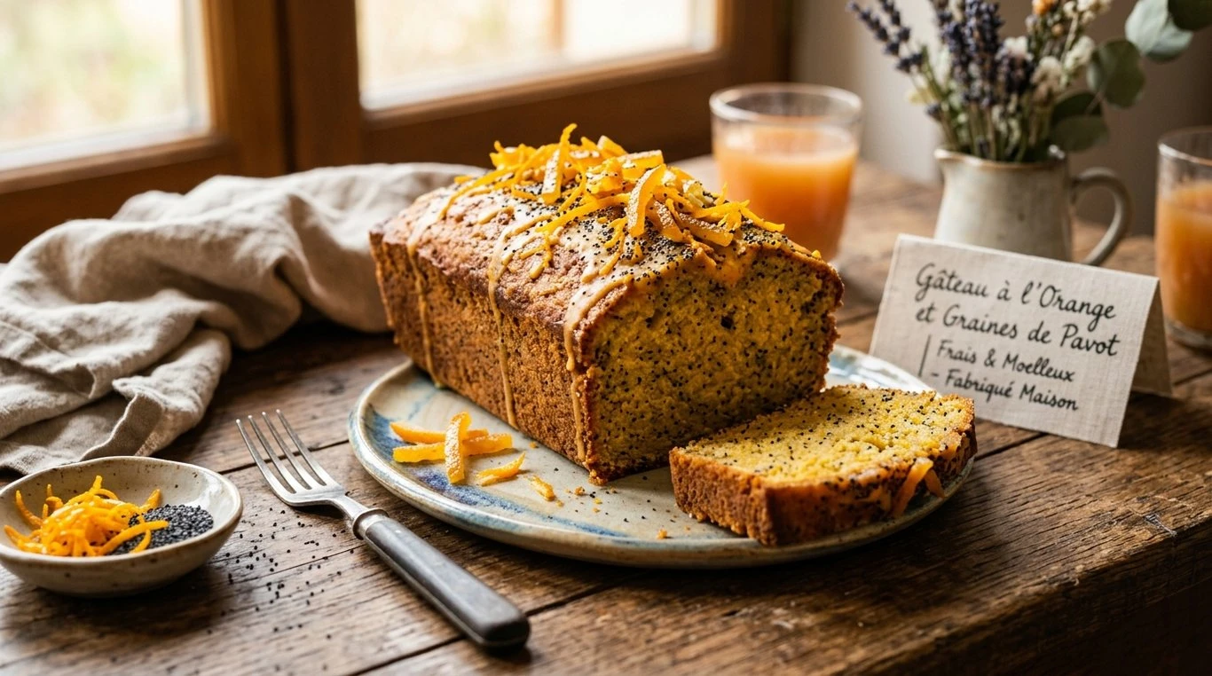 Cake moelleux au zeste d'orange et graines de pavot