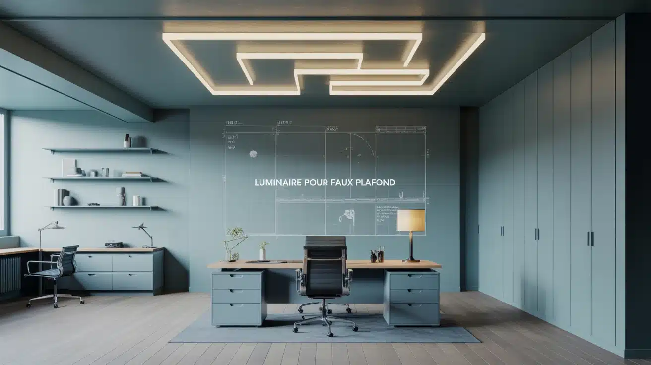 luminaire faux plafond dans bureau moderne