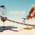 nettoyer chaîne vélo vinaigre blanc avec brosse et gouttes