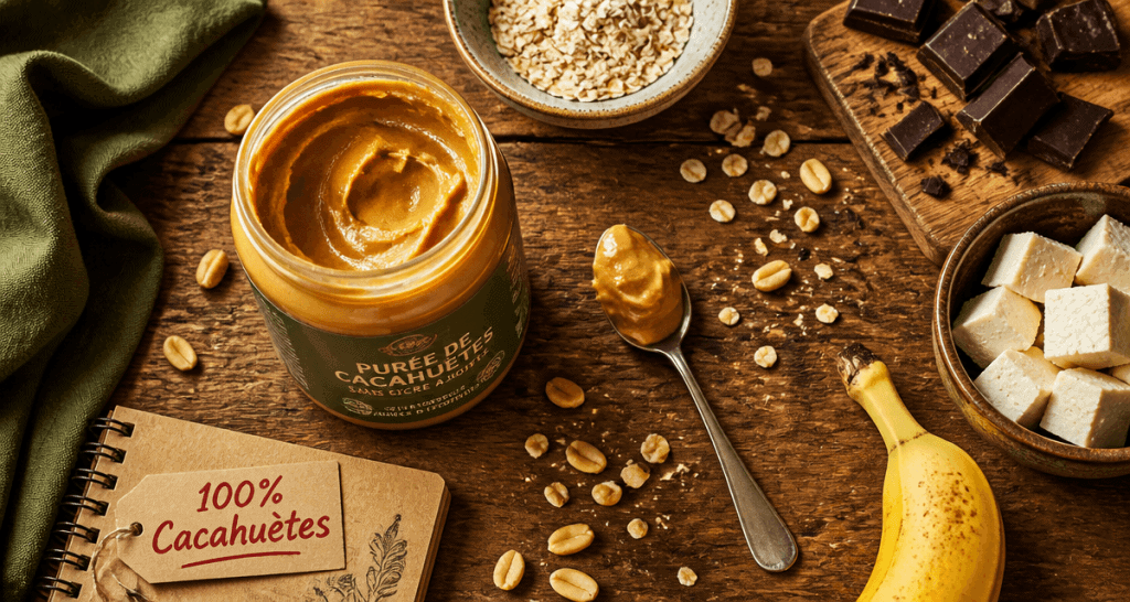 beurre de cacahuete sans sucre pot et ingredients