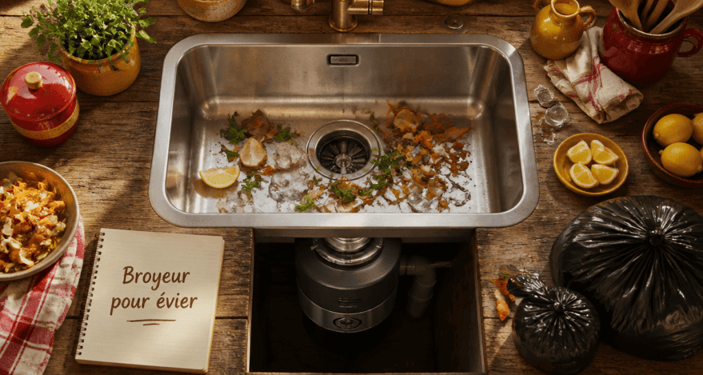 broyeur pour evier sous évier inox avec déchets