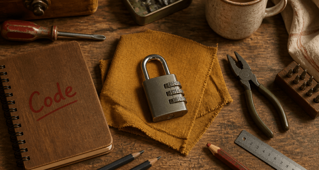 code cadenas combinaison outils sur plan de travail
