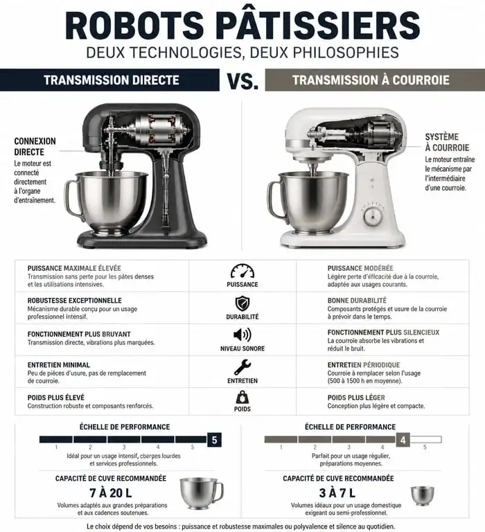 Comparatif des moteurs et capacités des robots pâtissiers pour choisir le meilleur modèle