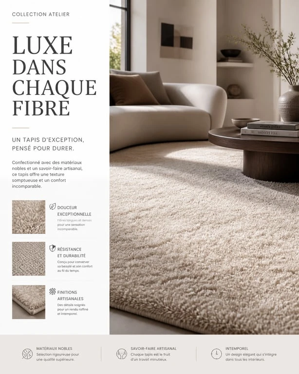 Tapis doux et moelleux dans un salon moderne pour une ambiance cocooning