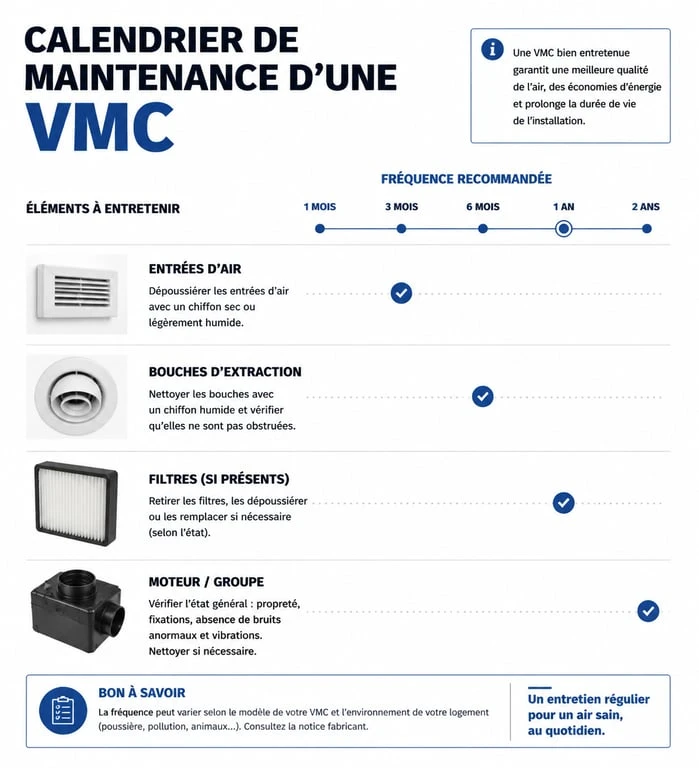 Calendrier de maintenance VMC pour un air intérieur sain