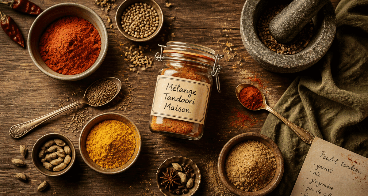 épices tandoori variées sur plan de travail