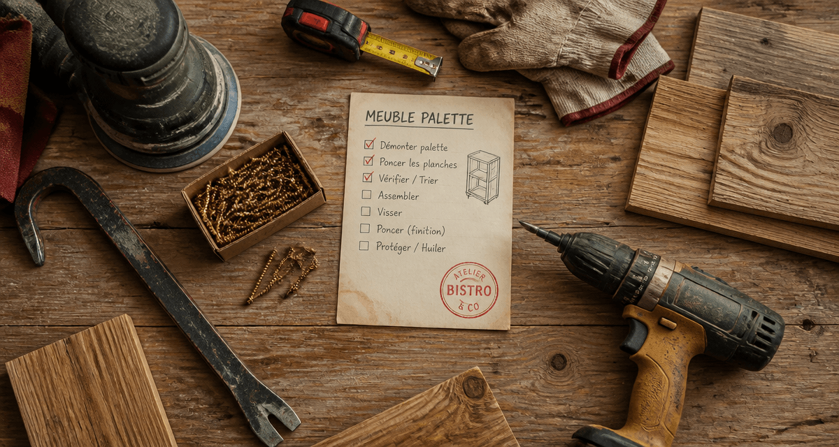 Fabriquer meuble palette outils sur bois