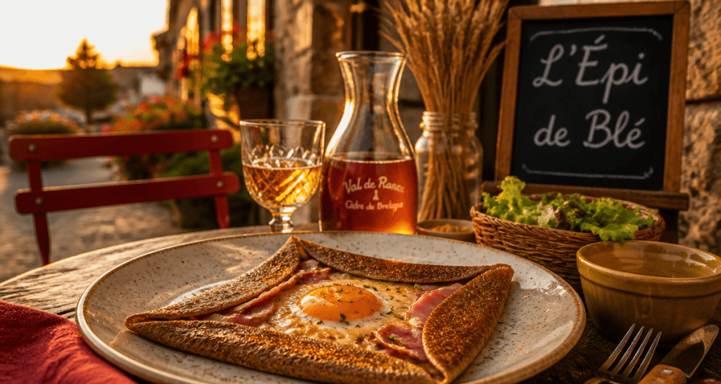 Galette complete L'Epi de Ble sur terrasse rustique