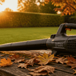 meilleur souffleur sur batterie sur table en bois dans jardin