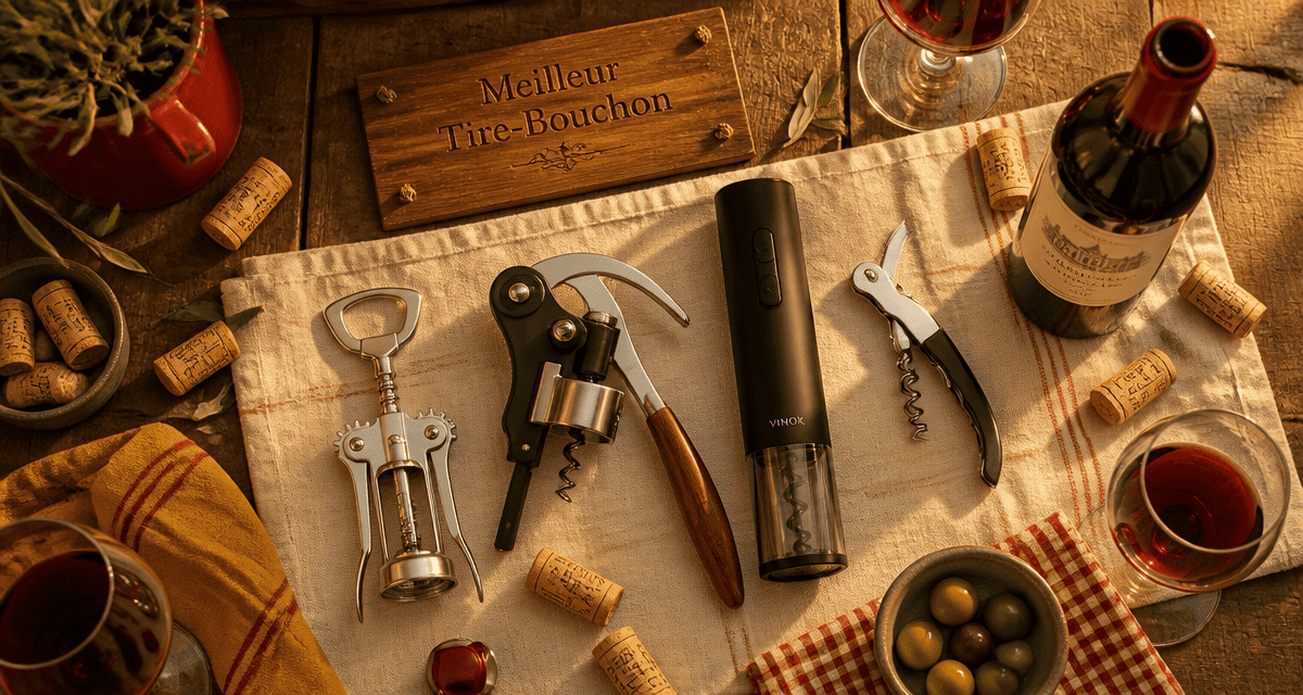 meilleur tire bouchon sur table rustique avec différents modèles
