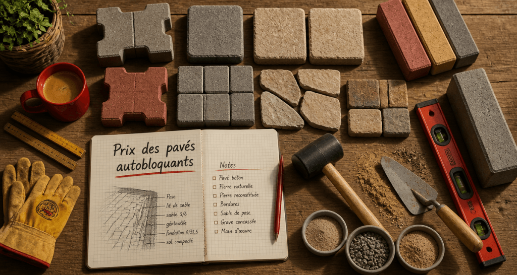 prix des paves autobloquant beton pierre outils