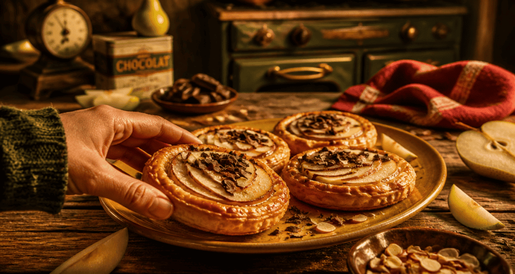 recette avec de la pate feuilletee tartelettes poires chocolat
