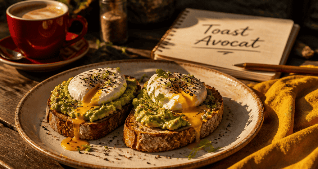 Recettes toast avocat sur pain grillé avec œuf poché