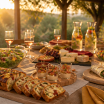 repas froid entre amis table buffet jardin
