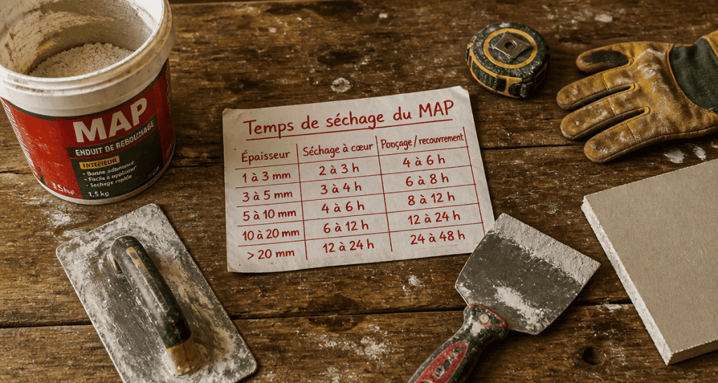 temps sechage map outils chantier