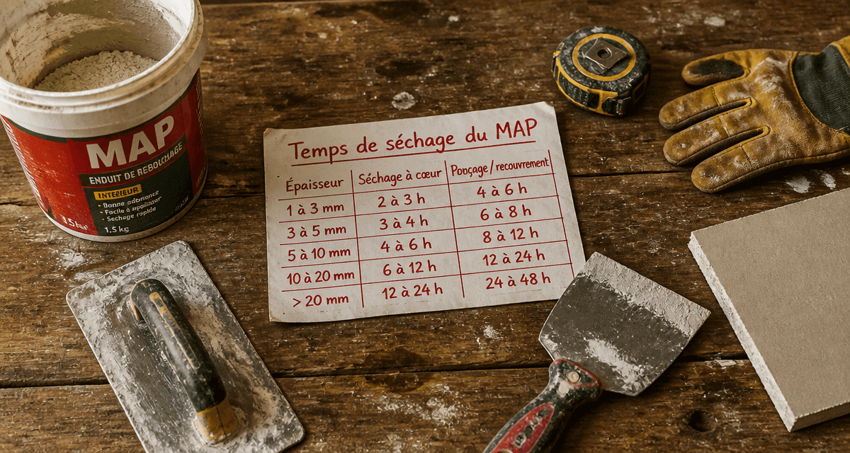 temps sechage map outils chantier