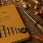 une vis des visses sur plan de travail bois