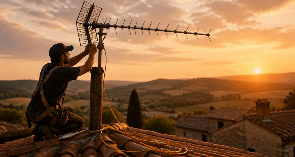antenne tv extérieure reception difficile installée sur toit