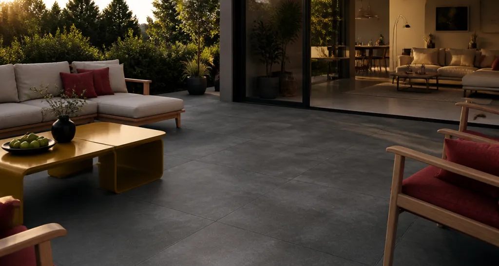 Carrelage terrasse moderne gris anthracite