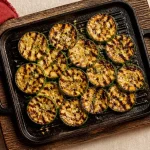 Courgette a la plancha, tranches de 5 mm dorées