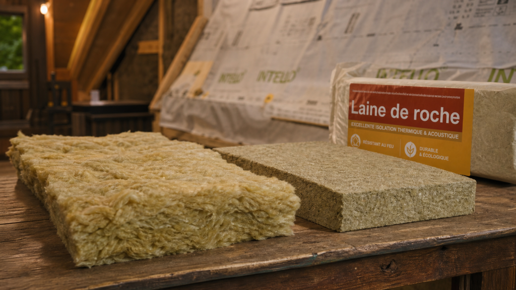 Différence entre laine de verre et laine de roche : panneaux de laine minérale en chantier de rénovation