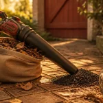 Meilleur aspirateur souffleur broyeur sur batterie en jardin, feuilles broyées