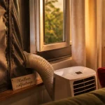 Meilleur kit calfeutrage pour climatiseur mobile : kit souple avec velcro sur la fenêtre