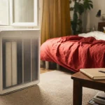 À quoi sert un purificateur d air : purificateur HEPA dans une chambre, filtres visibles
