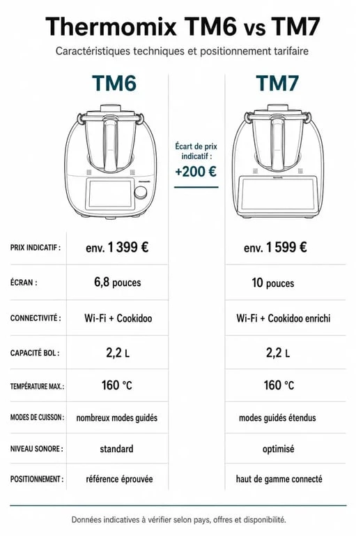 Comparatif des prix et fonctionnalités Thermomix TM6 et TM7