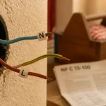 Phase et neutre couleur : bleu N, fil phase rouge ou marron, repérage électrique