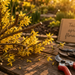Quand tailler forsythia après floraison : sécateur sur rameaux