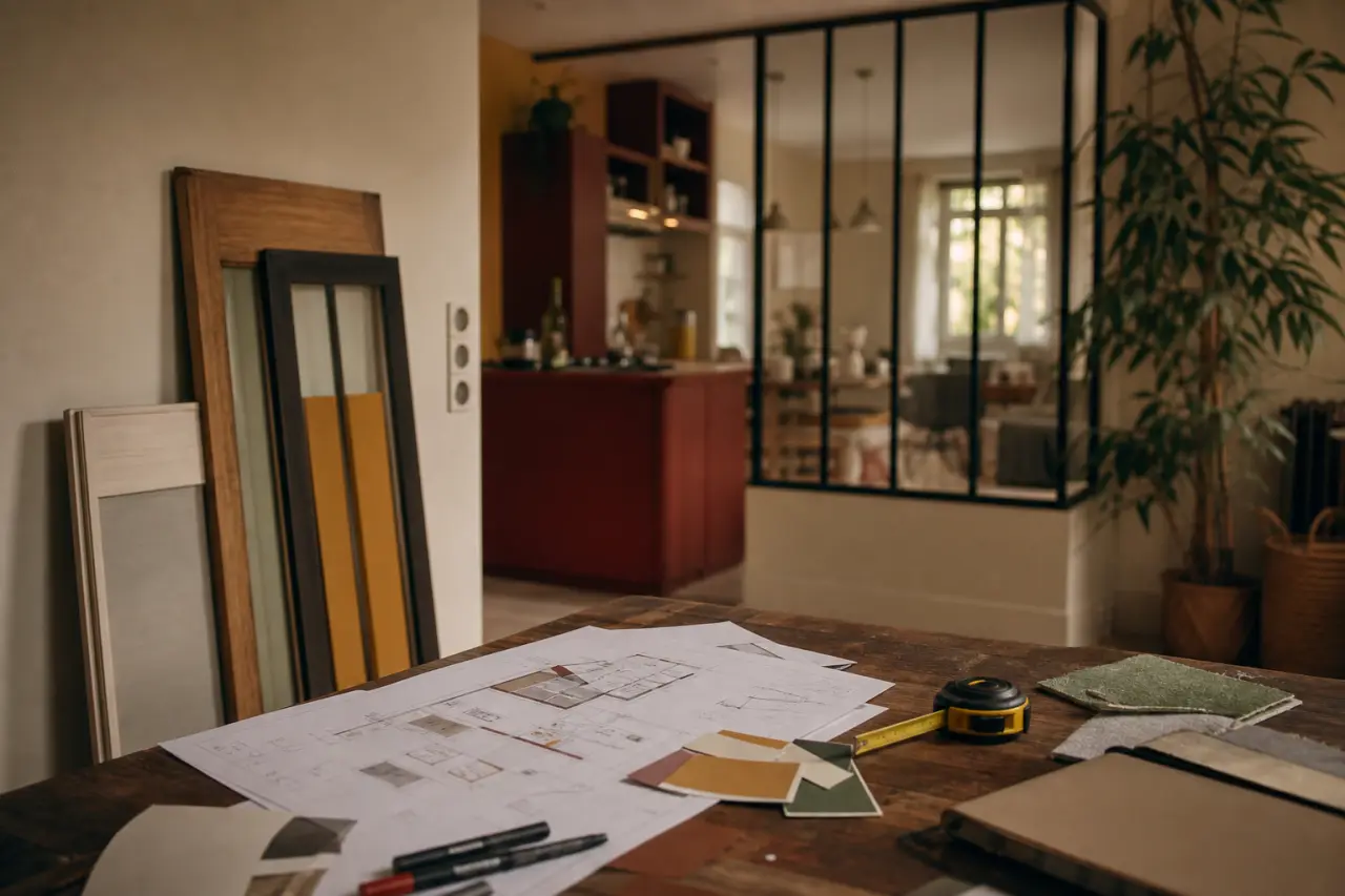 Aménagement intérieur : verrière et circulation optimisée pour gagner de la place