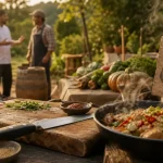 Cuisine ouverte recettes régionales revisitées par Mory Sacko, cuisine en plein air