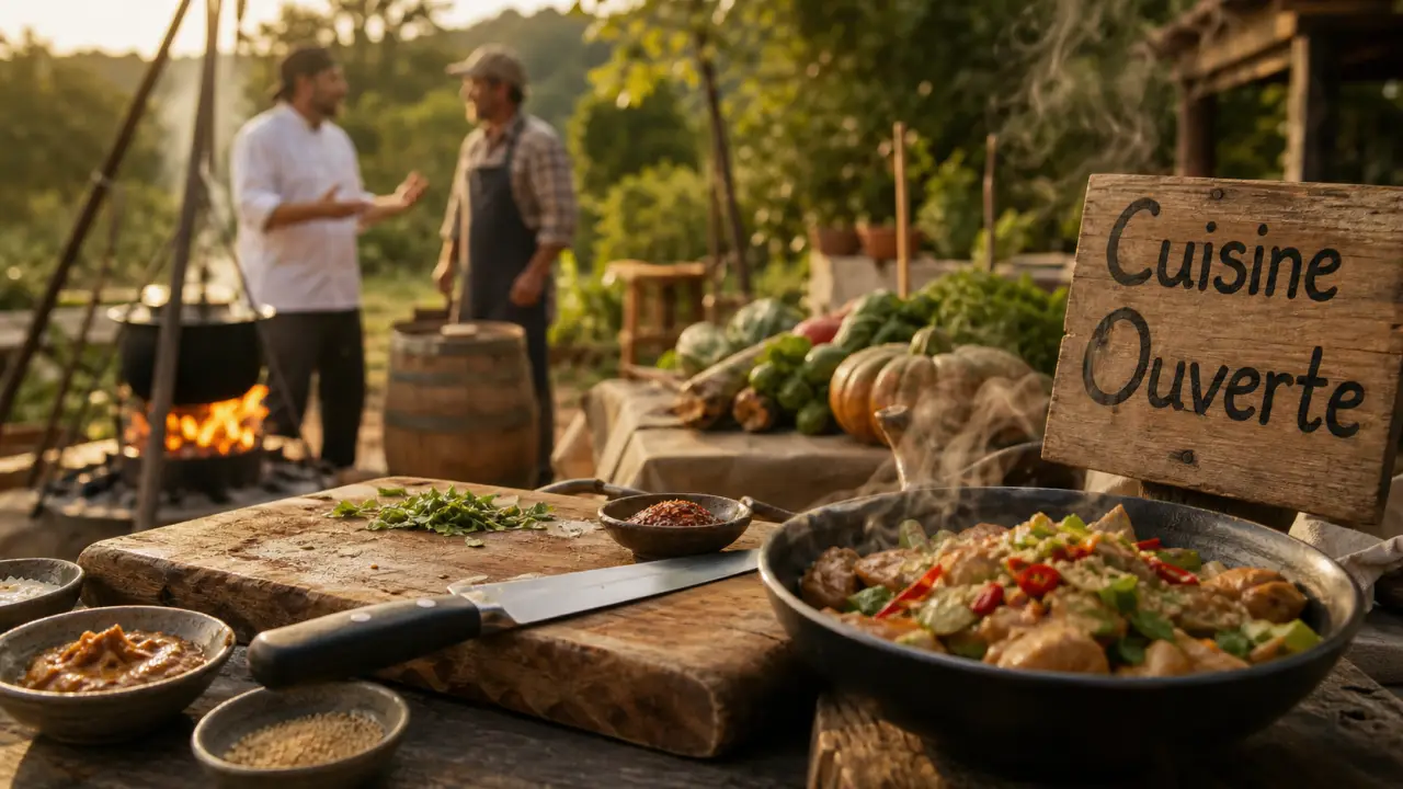 Cuisine ouverte recettes régionales revisitées par Mory Sacko, cuisine en plein air