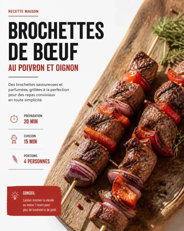 Brochettes de bœuf grillées au barbecue pour une viande tendre et savoureuse