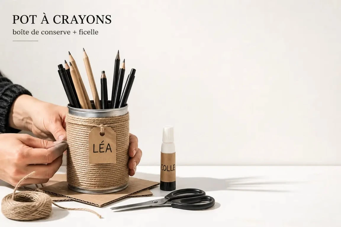 Bricolage facile : pot à crayons décoré avec une boîte de conserve