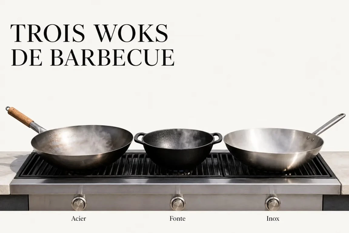 Comparatif barbecue wok en acier, fonte et inox sur barbecue