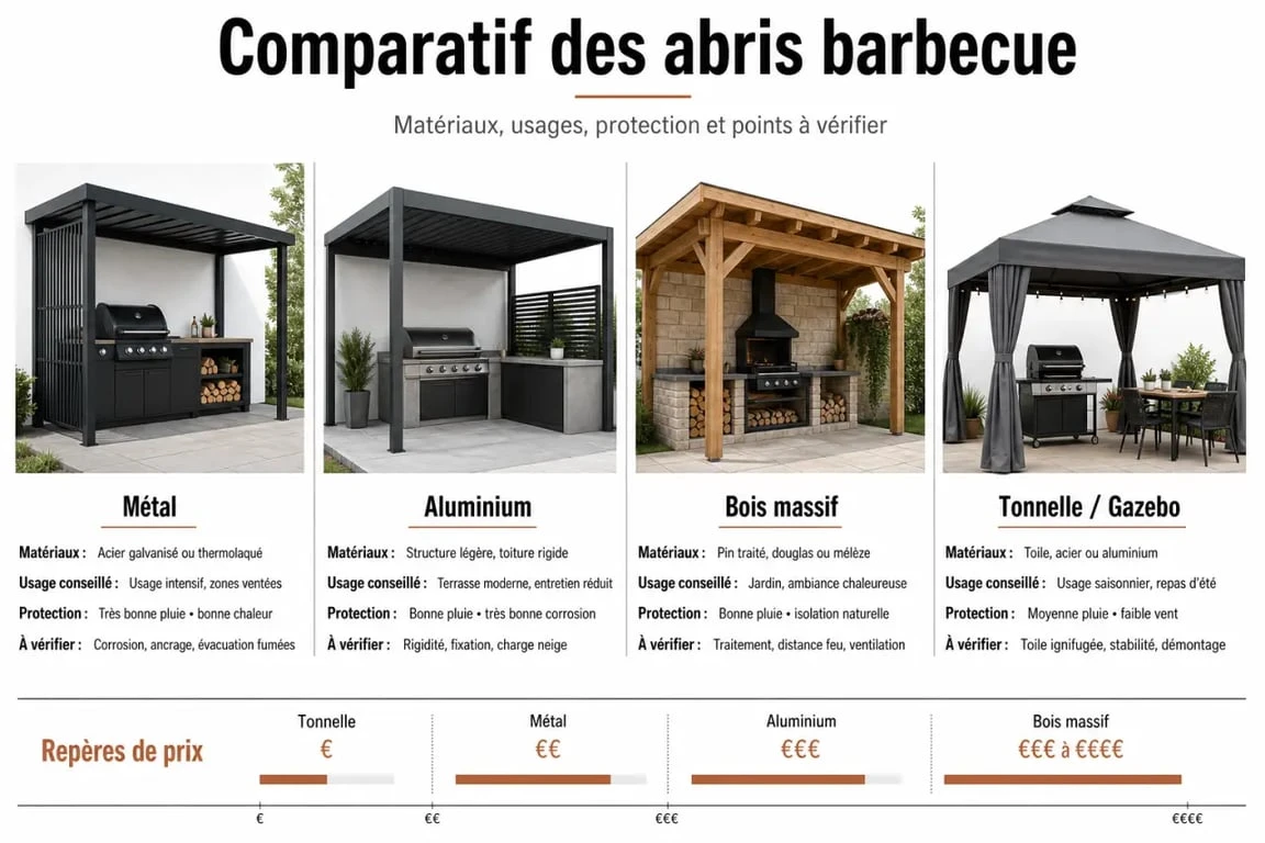 Comparatif des abris barbecue selon le matériau, l’usage et les points à vérifier